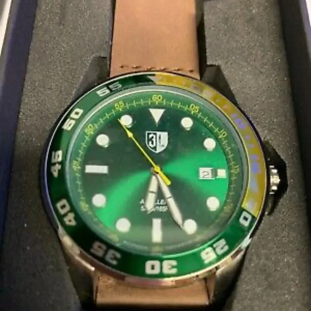 Three Leagues Artillery Leather-Band Watch with Date